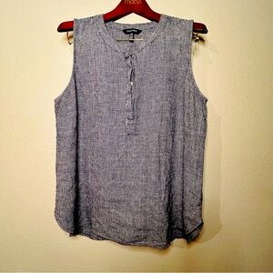 Ellen Tracy top sleeveless henley half placketblack & white houndstooth size xl